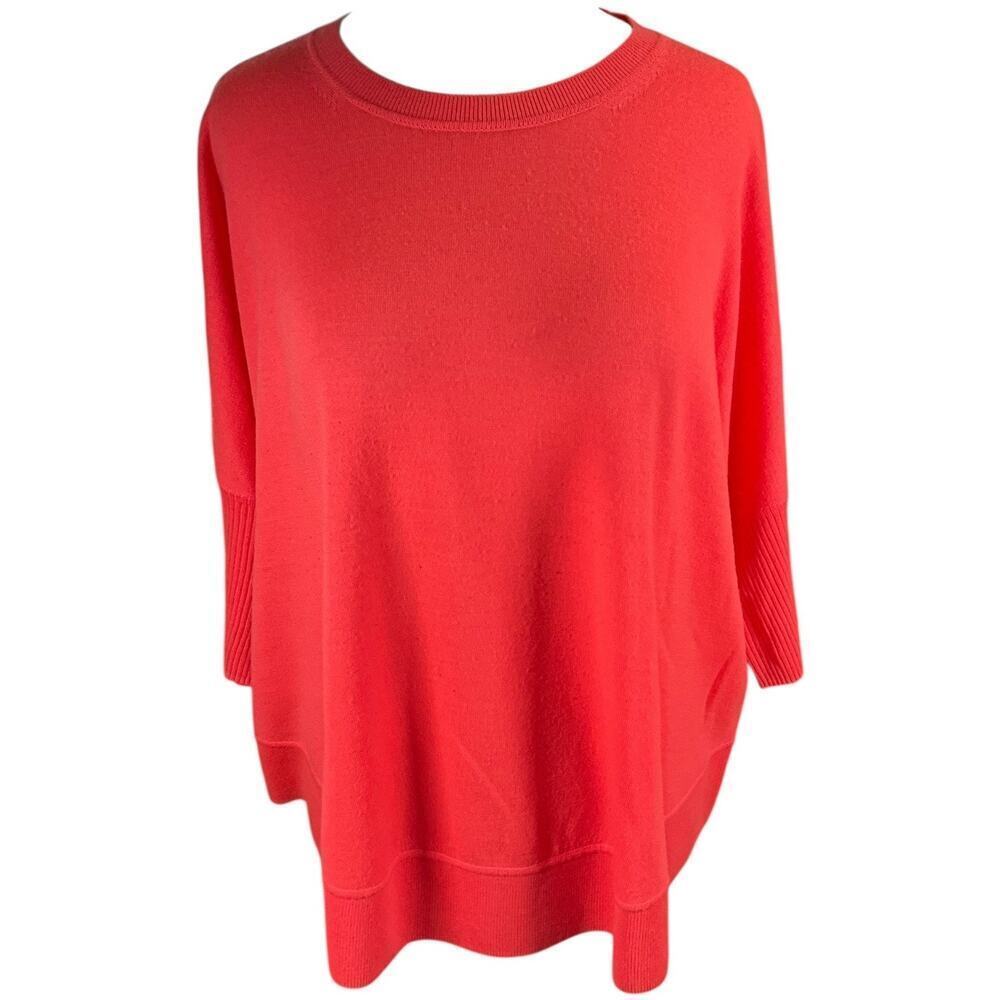 Vintage J.Crew 100% Merino Wool Oversized Sweater Coral Size Small 3/4 sleeve